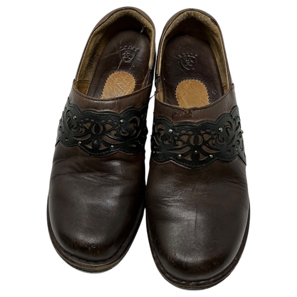 Ariat Tambour Brown Clogs Distress - Picture 4 of 13